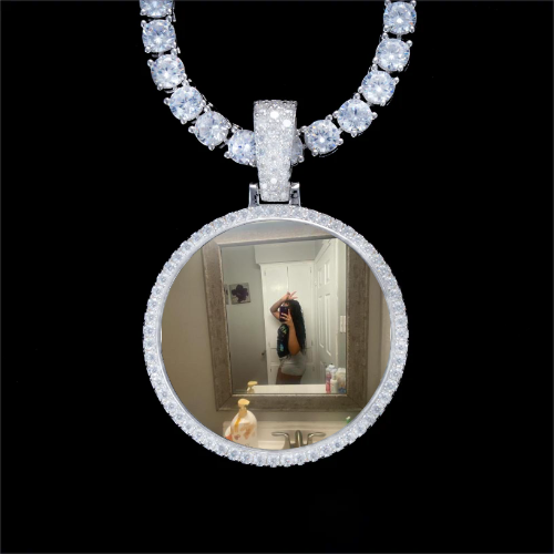 925S & VVS Moissanite 3D Circle Custom Picture Pendant
