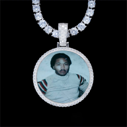 925S & VVS Moissanite 3D Circle Custom Picture Pendant