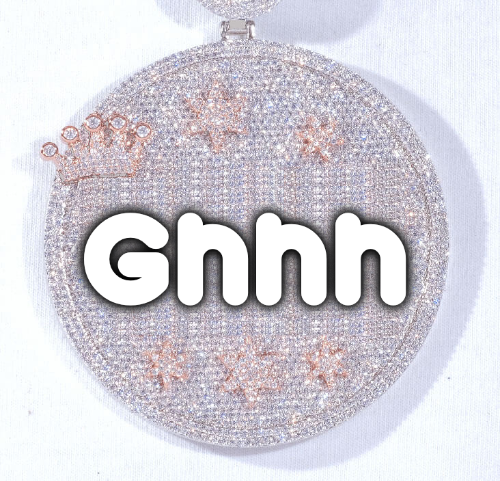 CUSTOM LETTER NECKLACE 3D BIG CROWN DISC