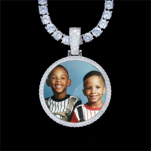 925S & VVS Moissanite 3D Circle Custom Picture Pendant