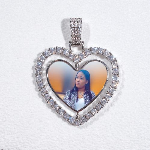 3D Spinning 2-Faced Heart Custom Picture Pendant