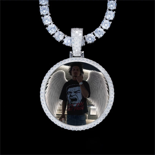 925S & VVS Moissanite 3D Circle Custom Picture Pendant