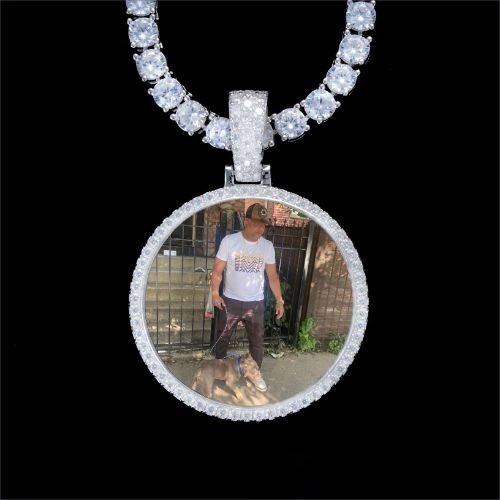 925S & VVS Moissanite 3D Circle Custom Picture Pendant