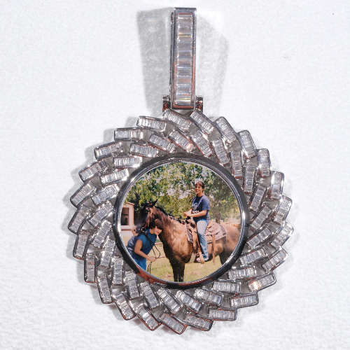 Large 3D Baguette Custom Picture Pendant