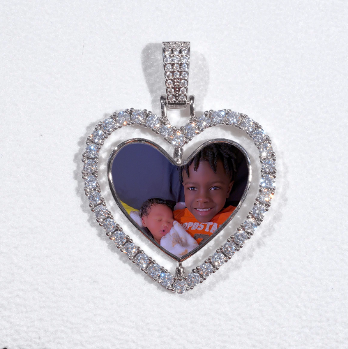 3D Spinning 2-Faced Heart Custom Picture Pendant