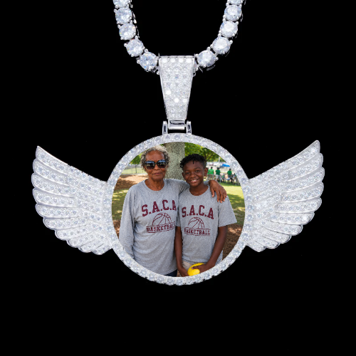 925S & VVS Moissanite 3D Wing Custom Picture Pendant