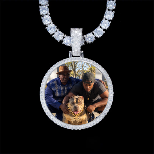 925S & VVS Moissanite 3D Circle Custom Picture Pendant