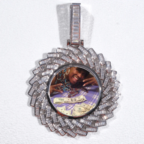 Large 3D Baguette Custom Picture Pendant