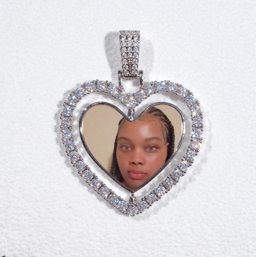 3D Spinning 2-Faced Heart Custom Picture Pendant