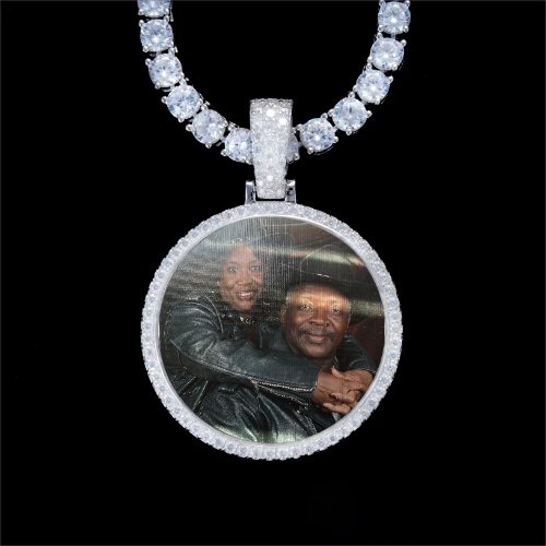 925S & VVS Moissanite 3D Circle Custom Picture Pendant
