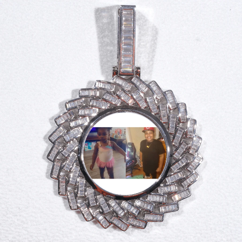 Large 3D Baguette Custom Picture Pendant