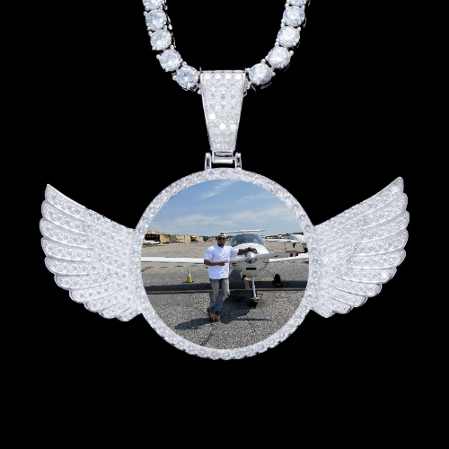 925S & VVS Moissanite 3D Wing Custom Picture Pendant
