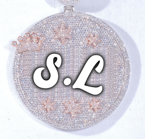 CUSTOM LETTER NECKLACE 3D BIG CROWN DISC