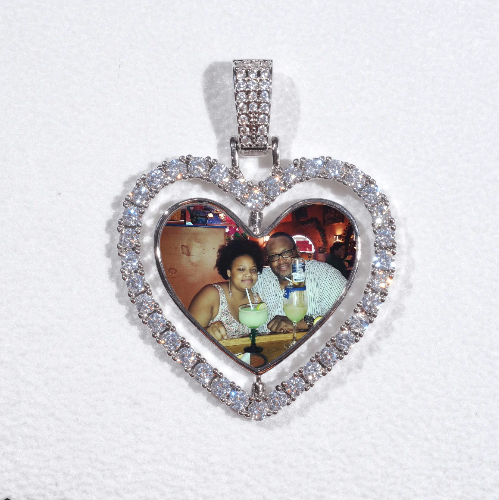 3D Spinning 2-Faced Heart Custom Picture Pendant