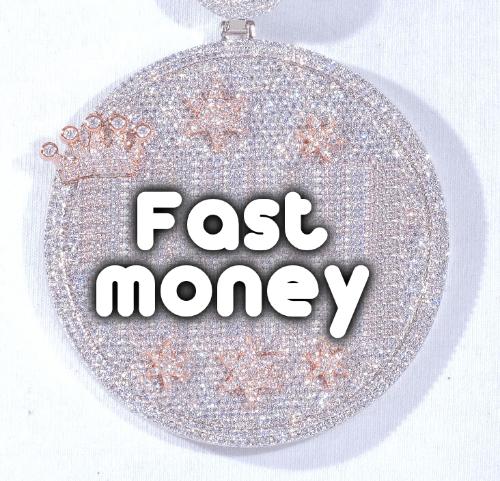 CUSTOM LETTER NECKLACE 3D BIG CROWN DISC