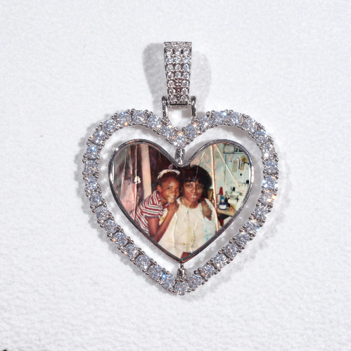 3D Spinning 2-Faced Heart Custom Picture Pendant