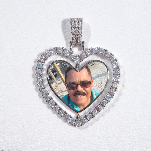3D Spinning 2-Faced Heart Custom Picture Pendant
