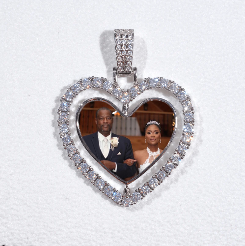 3D Spinning 2-Faced Heart Custom Picture Pendant