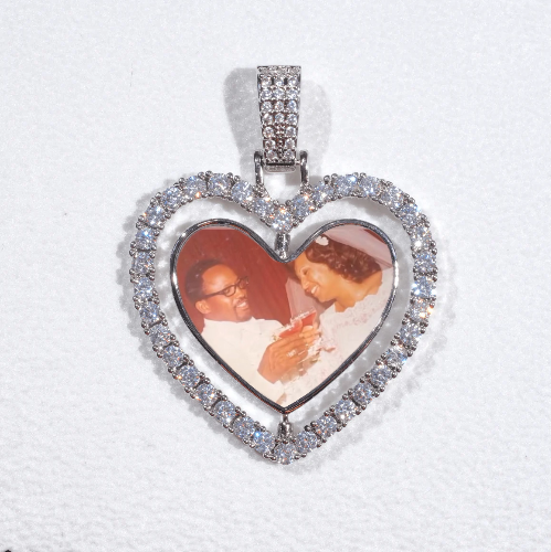 3D Spinning 2-Faced Heart Custom Picture Pendant