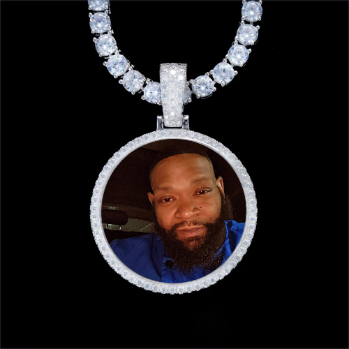 925S & VVS Moissanite 3D Circle Custom Picture Pendant