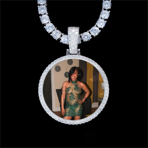 925S & VVS Moissanite 3D Circle Custom Picture Pendant