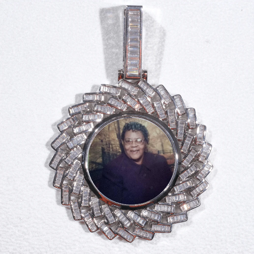 Large 3D Baguette Custom Picture Pendant