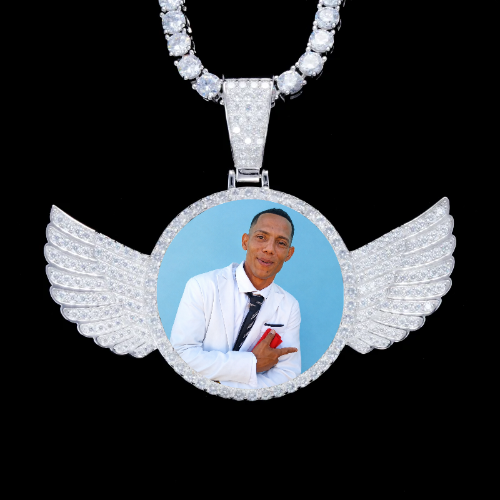 925S & VVS Moissanite 3D Wing Custom Picture Pendant