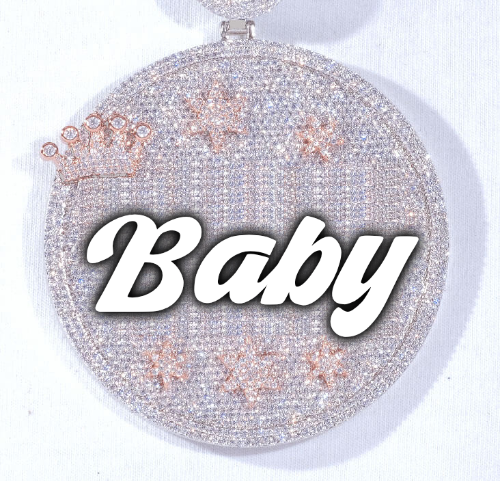 CUSTOM LETTER NECKLACE 3D BIG CROWN DISC