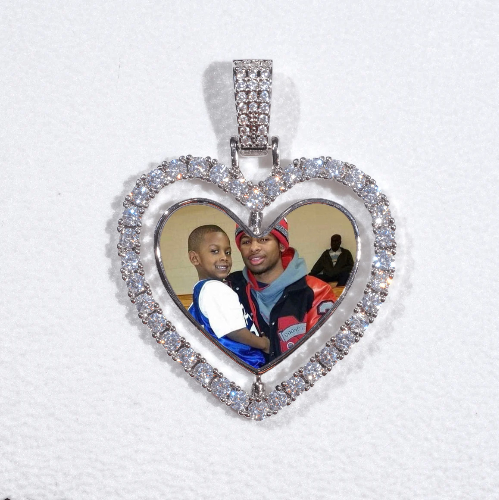 3D Spinning 2-Faced Heart Custom Picture Pendant