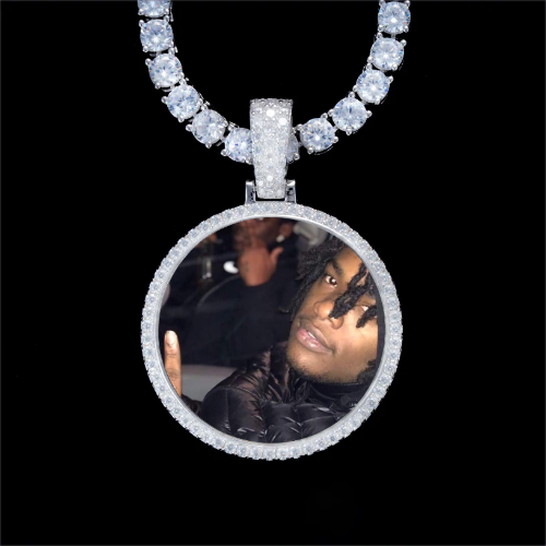 925S & VVS Moissanite 3D Circle Custom Picture Pendant