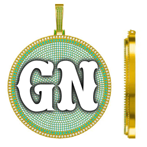 CUSTOM LETTER NECKLACE 3D BIG DISC