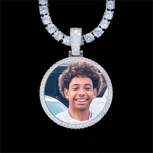 925S & VVS Moissanite 3D Circle Custom Picture Pendant