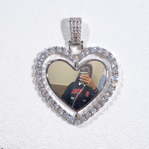 3D Spinning 2-Faced Heart Custom Picture Pendant