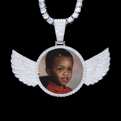 925S & VVS Moissanite 3D Wing Custom Picture Pendant