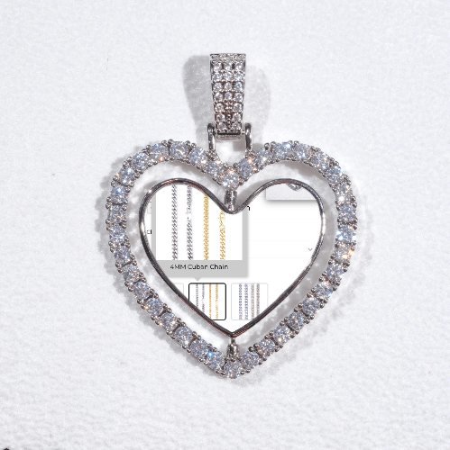 3D Spinning 2-Faced Heart Custom Picture Pendant