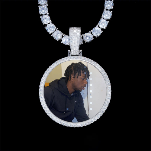 925S & VVS Moissanite 3D Circle Custom Picture Pendant