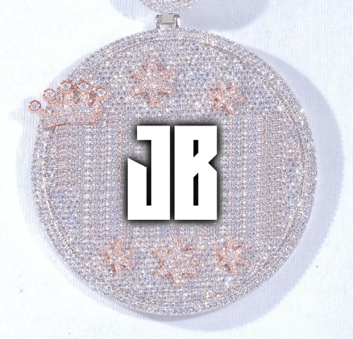 CUSTOM LETTER NECKLACE 3D BIG CROWN DISC