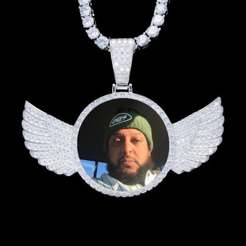 925S & VVS Moissanite 3D Wing Custom Picture Pendant