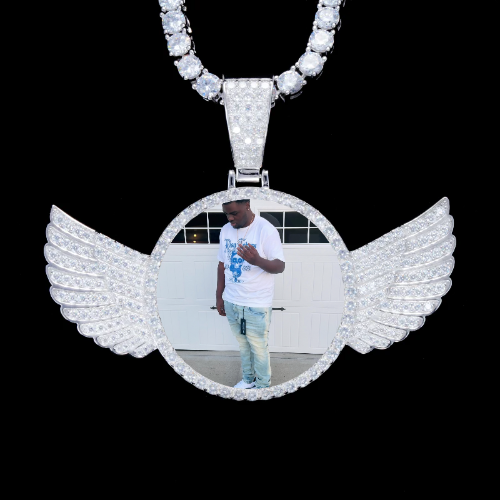 925S & VVS Moissanite 3D Wing Custom Picture Pendant