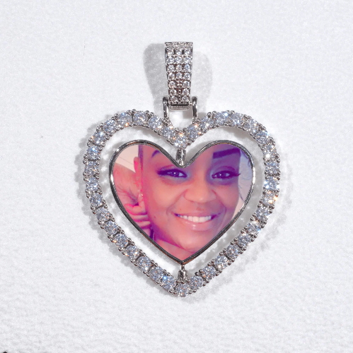3D Spinning 2-Faced Heart Custom Picture Pendant