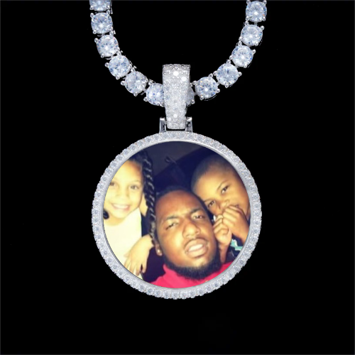925S & VVS Moissanite 3D Circle Custom Picture Pendant