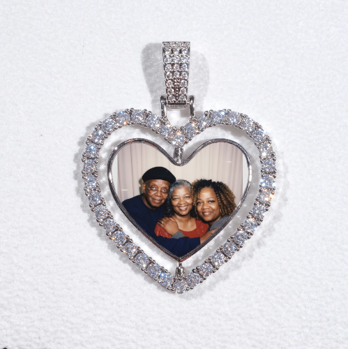 3D Spinning 2-Faced Heart Custom Picture Pendant