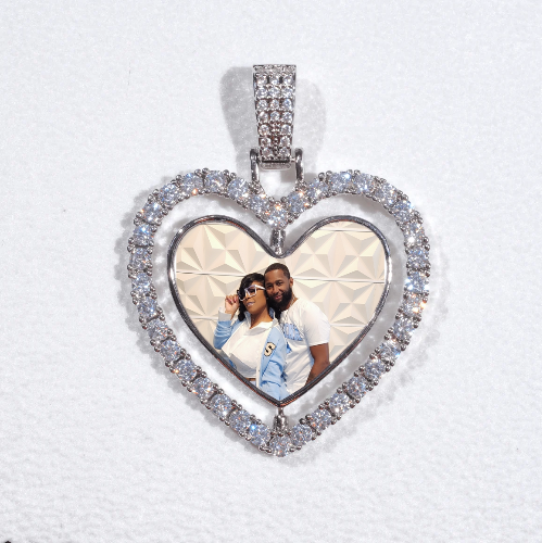 3D Spinning 2-Faced Heart Custom Picture Pendant