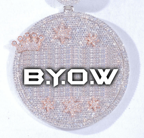CUSTOM LETTER NECKLACE 3D BIG CROWN DISC