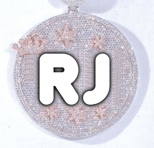 CUSTOM LETTER NECKLACE 3D BIG CROWN DISC