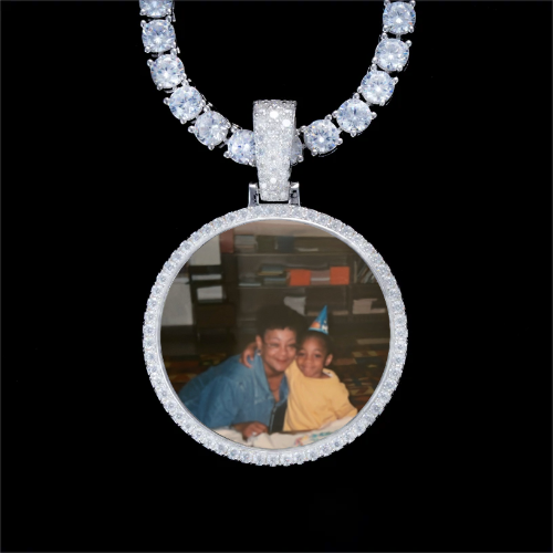 925S & VVS Moissanite 3D Circle Custom Picture Pendant