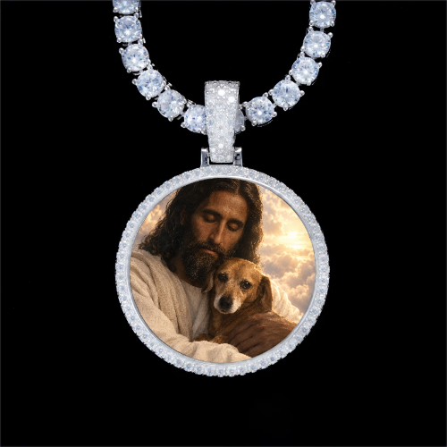 925S & VVS Moissanite 3D Circle Custom Picture Pendant