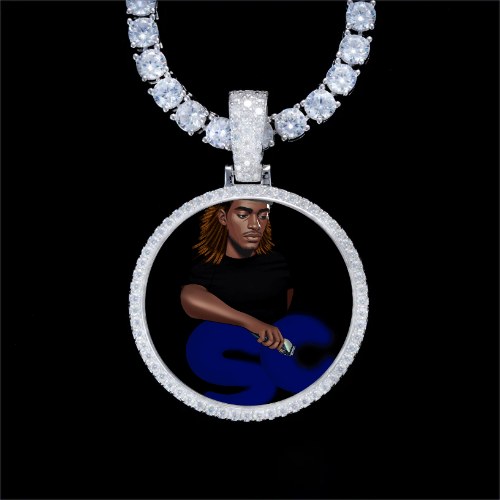 925S & VVS Moissanite 3D Circle Custom Picture Pendant