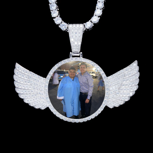 925S & VVS Moissanite 3D Wing Custom Picture Pendant