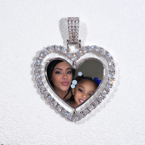 3D Spinning 2-Faced Heart Custom Picture Pendant